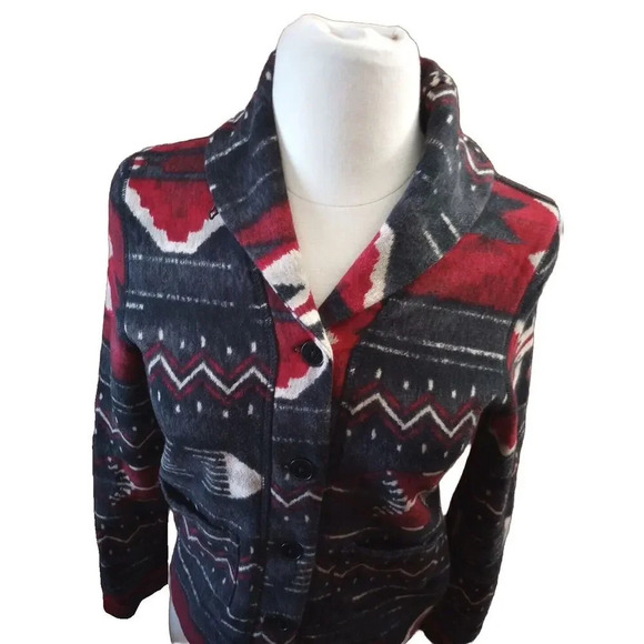 Ralph Lauren Aztec Jacket Womens Sz PXS Knit LRL Cardigan Southwest Shacket - Picture 3 of 11